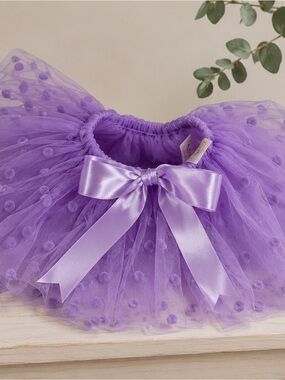 Purple Tulle Girls Tutu Skirt with Satin Bow